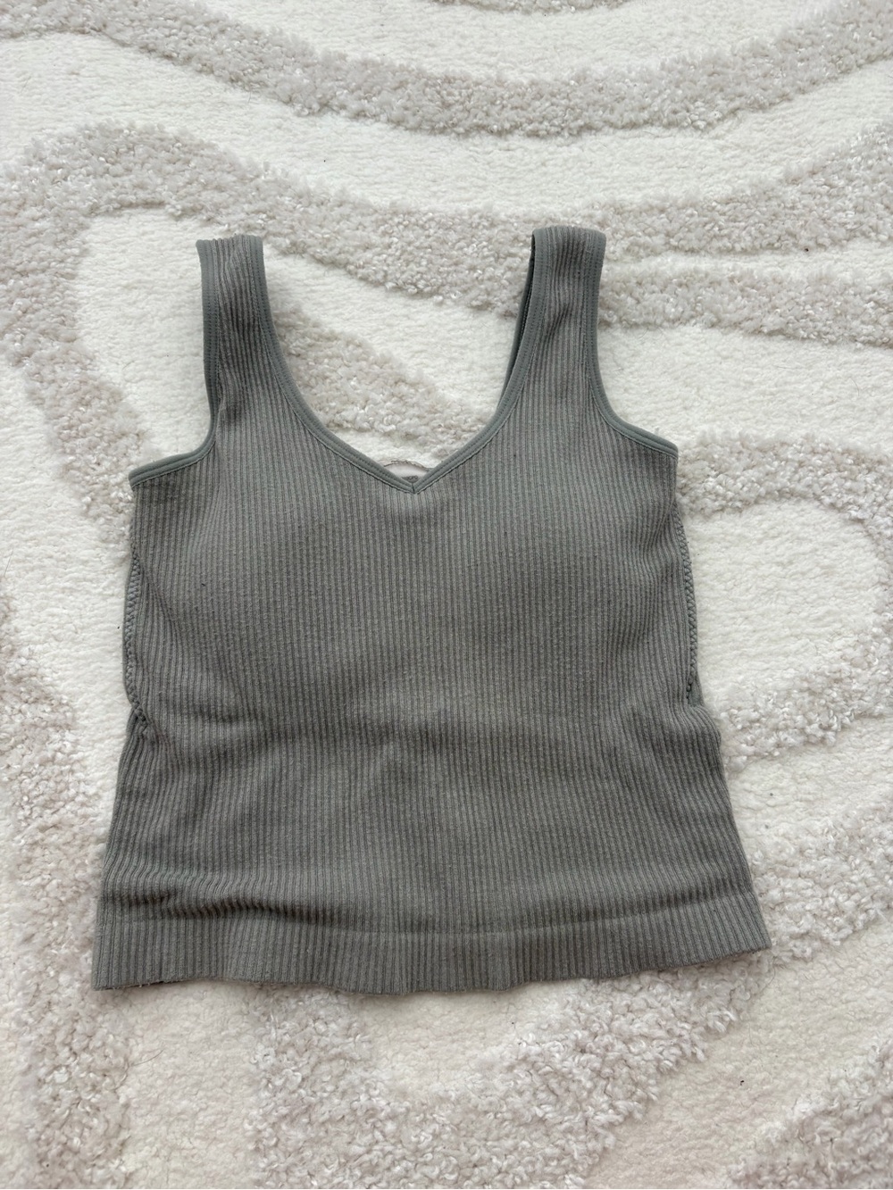 AS Revival Gray Ribbed V-Neck Tank Top - Women's Casual Knit